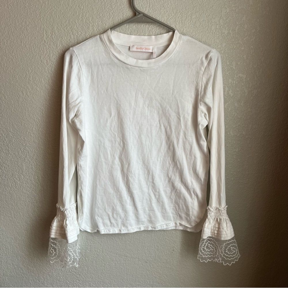 See by Chloe Lace Bell Sleeve Tee